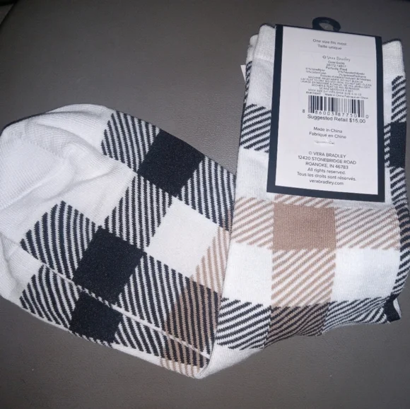 NWT Women's Vera Bradley Perfectly Plaid Crew Socks - Picture 3 of 4